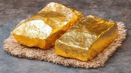 Luxurious Gold Bars on Soft Surface with Elegant Texture Display