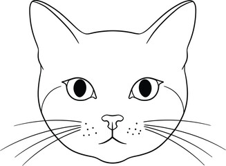 Simple cat face line art drawing