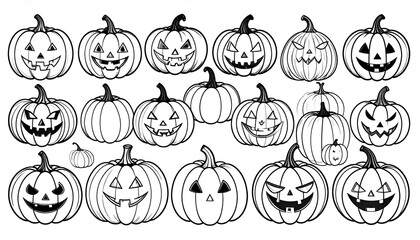 Black and white Halloween pumpkin faces