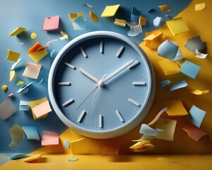 Clock surrounded by sticky notes