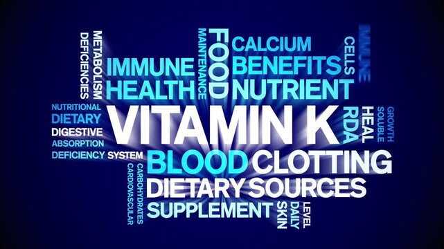 Vitamin K animated word cloud-text design animation tag kinetic typography seamless loop.