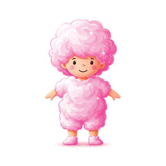 Adorable toddler dressed in a fluffy pink cotton candy costume.