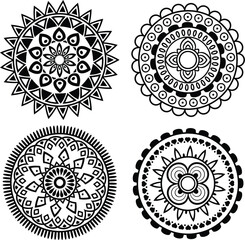 Vintage ornamental vector set with seamless floral patterns, geometric elements, and lace borders for ornate tattoo or wallpaper design