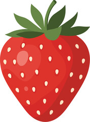 Vibrant red strawberry with green leaves fresh fruit icon