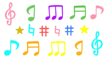 かわいい音符のカラフルイラスト