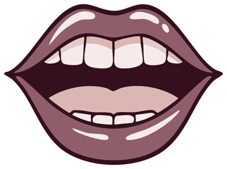 Naklejka premium Stylized illustration of an open mouth with glossy lips and visible teeth