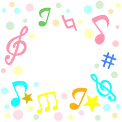 かわいい音符のカラフルイラスト