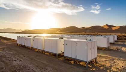 High-resolution image of white BESS containers