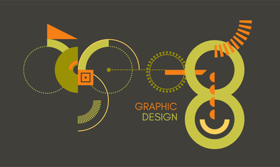 Art composition of shapes. Abstract geometrical design. Vector illustration for brochure, poster, card, invitation, cover, poster, presentation, flyer or banner.