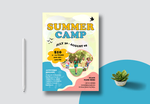 Kids Summer Camp Poster And Flyer Layout