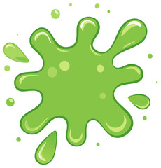 Vibrant green slime splash with small droplets and bubbles
