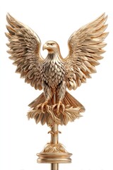 Gold eagle finial on white background