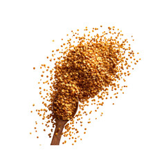 Red Lentils Exploding from Wooden Spoon, Isolated on Black