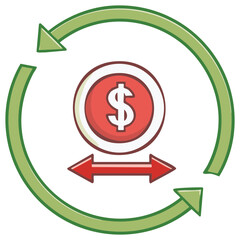 Obraz premium Dollar Coin Exchange Circulation Graphic Representing Currency Movement and Financial Transactions