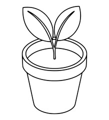 Isometric Plant Pot Line Art