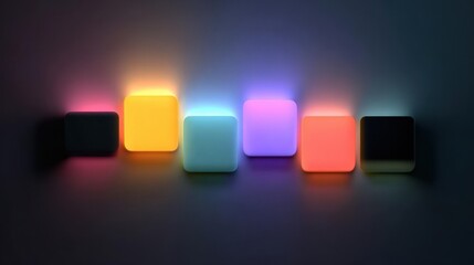 Illuminated Colored Cubes on Dark Background