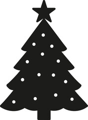 Christmas Tree Silhouette Illustration – Festive Winter Pine Tree Vector in Black Star.