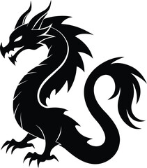 dragon silhouette vector graphic design for tattoo and t-shirt print.