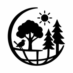 Winter holiday christmas tree vector silhouette illustration