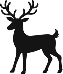 reindeer or christmas deer silhouette vector illustration graphic design on a transparent background.