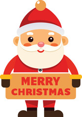 merry christmas card holding a cartoon character santa claus design for a baby, kids for fun.