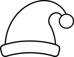 santa hat or santa claus hat outline vector icon on a transparent background.