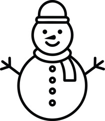 cute snowman outline vector illustration design for december, christmas, holiday and festive.