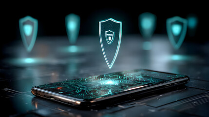 lines connecting to secure mobile showing trust and safety tech theme