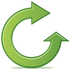 Circular green arrows indicating refresh reload recycle or rotation motion graphic