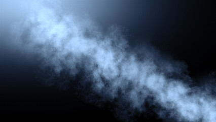 Divine light through a dark fog. The rays beam light on the floor. Spotlight on isolated background.