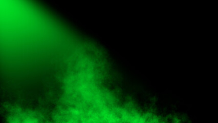 Divine light through a dark fog. The rays beam light on the floor. Spotlight on isolated background.