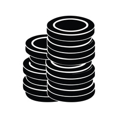 Monochrome stacks of round objects represent resources, wealth, or storage capacity