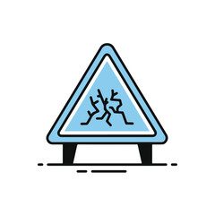 Warning sign against a crack ground hazard. 