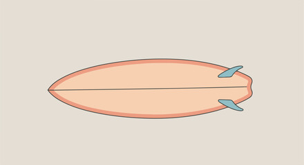 Fototapeta premium Isolated surfboard illustration; flat lay for beach sports concept graphic element