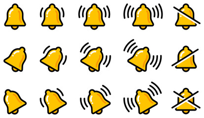 様々な形のベル・鐘・アラームのベクターイラストセット
