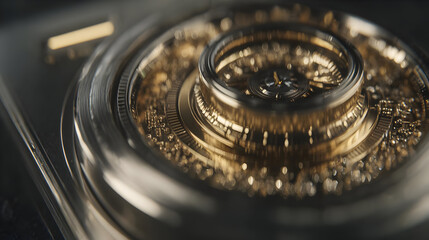 mechanism closing around smartphone in abstract cyber security art style