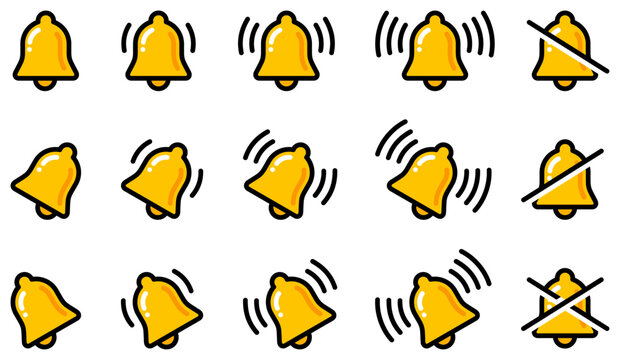 様々な形のベル・鐘・アラームのベクターイラストセット
