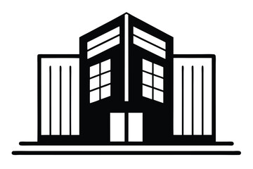 minimalist black and white line art office buildin (2).eps