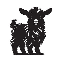 Angora Goat Silhouette Vector Black SVG Clipart Isolated Farm Animal Graphic for Cricut Laser Cutting and Print