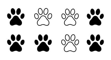 Vector Three black paw prints with claws isolated on transparent background