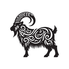 Fototapeta premium WebTribal Angora Goat Silhouette SVG with Decorative Swirls and Cutout Pattern for Farm Animal Clipart Cricut and Laser Projects