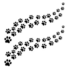 Vector Illustration of a black paw print with five toes on transparent background