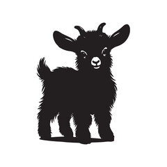 Cute Baby Angora Goat Silhouette SVG Vector with Big Ears and Chubby Body for Farm Animal Clipart Cricut and Laser Cutting