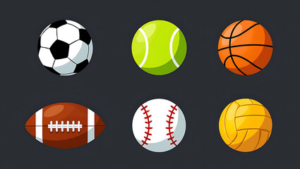 Six Different Sports Balls Arranged in Two Rows soccer 2