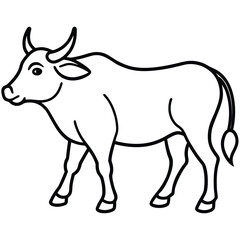 Obraz premium Black and White Illustration of a Water Buffalo with Simple Outlines Walking