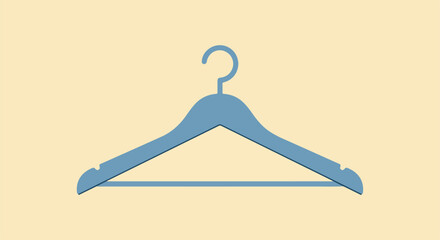 Flat hanger on pale backdrop. Apparel store icon, clothes organizer. Background blank