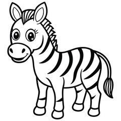 Obraz premium Cartoon Zebra Illustration Black and White Outline for Coloring and Creative Designs