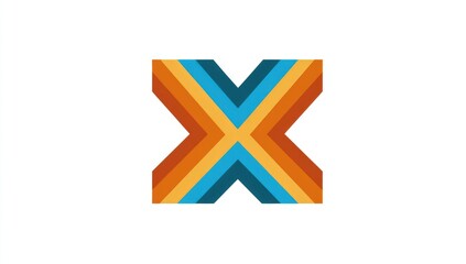 Bold, colorful letter X, with layered stripes