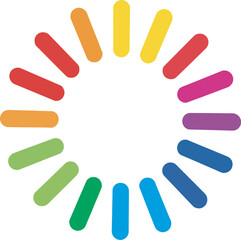 Colorful radial design with spectrum of hues radiating outwards from a central point.