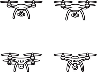 Set of Drone Outline vector illustration isolated On Transparent Background